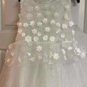 Badgley Mischka White Floral Kids Dress